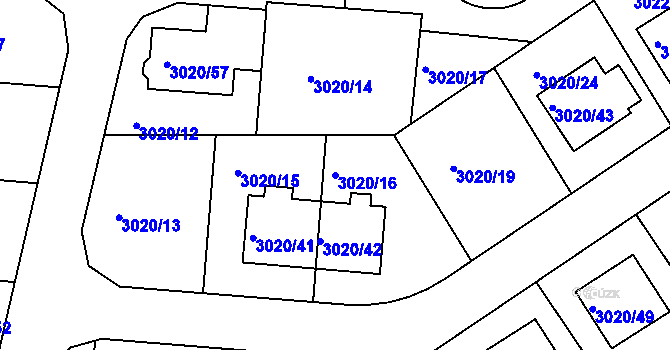 Parcela st. 3020/16 v KÚ Jaroměř, Katastrální mapa