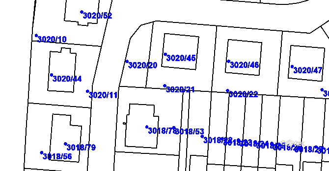 Parcela st. 3020/21 v KÚ Jaroměř, Katastrální mapa