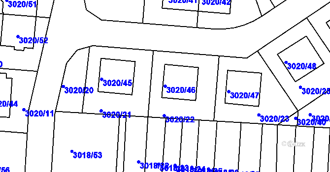 Parcela st. 3020/46 v KÚ Jaroměř, Katastrální mapa