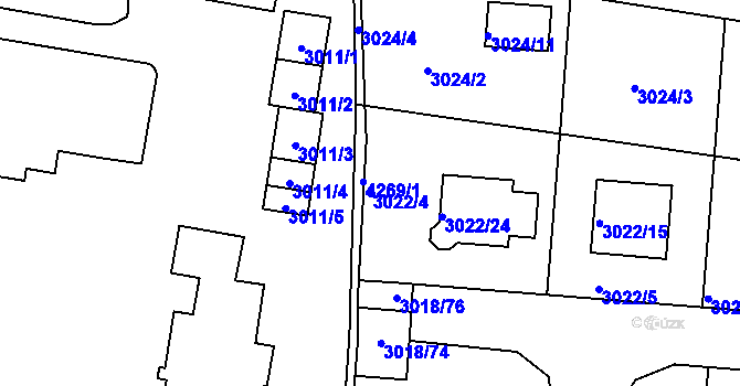 Parcela st. 3022/4 v KÚ Jaroměř, Katastrální mapa