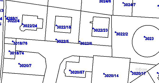 Parcela st. 3022/6 v KÚ Jaroměř, Katastrální mapa