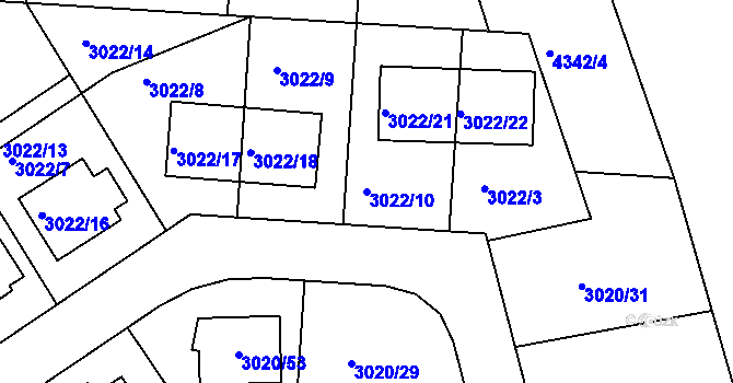 Parcela st. 3022/10 v KÚ Jaroměř, Katastrální mapa