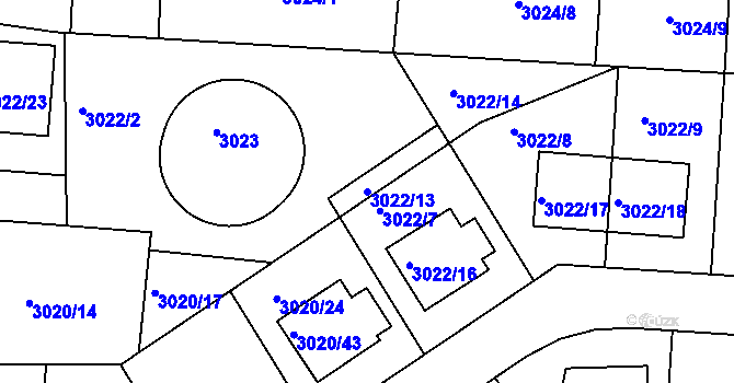 Parcela st. 3022/13 v KÚ Jaroměř, Katastrální mapa