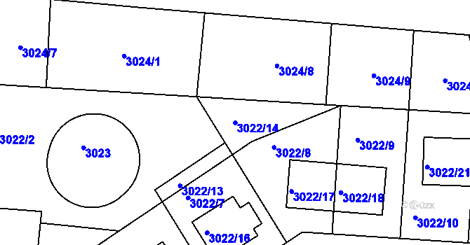 Parcela st. 3022/14 v KÚ Jaroměř, Katastrální mapa