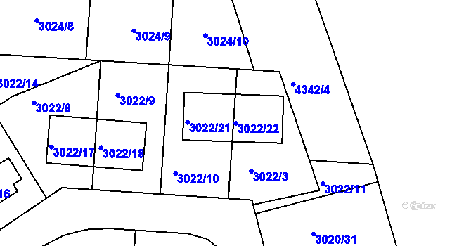 Parcela st. 3022/22 v KÚ Jaroměř, Katastrální mapa
