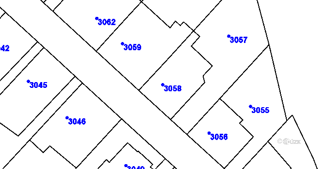 Parcela st. 3058 v KÚ Jaroměř, Katastrální mapa
