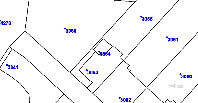 Parcela st. 3064 v KÚ Jaroměř, Katastrální mapa