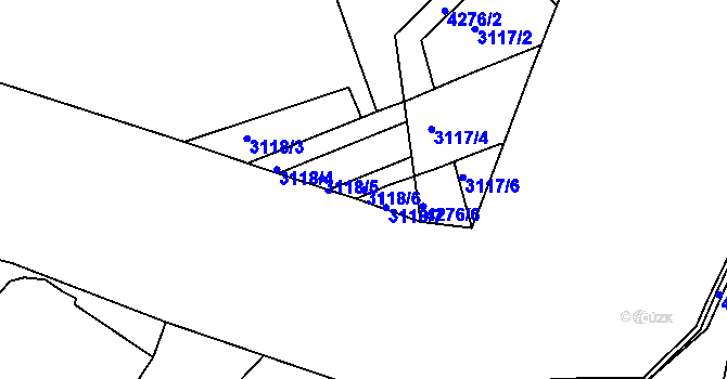 Parcela st. 3118/6 v KÚ Jaroměř, Katastrální mapa