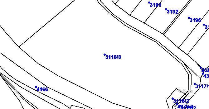 Parcela st. 3118/8 v KÚ Jaroměř, Katastrální mapa