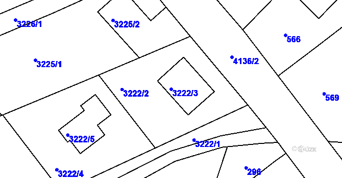 Parcela st. 3222/3 v KÚ Jaroměř, Katastrální mapa