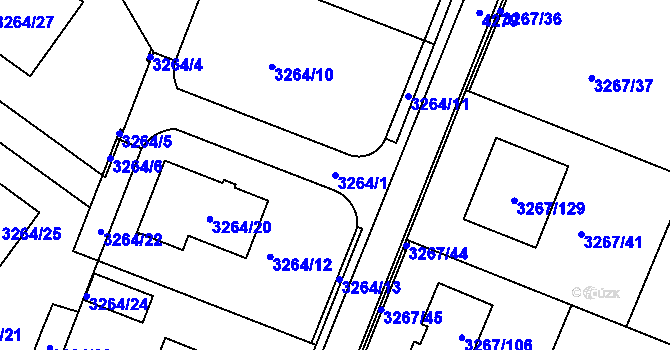 Parcela st. 3264/1 v KÚ Jaroměř, Katastrální mapa