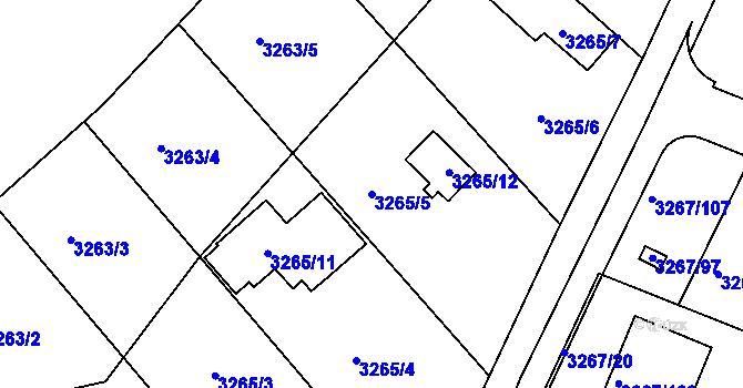 Parcela st. 3265/5 v KÚ Jaroměř, Katastrální mapa
