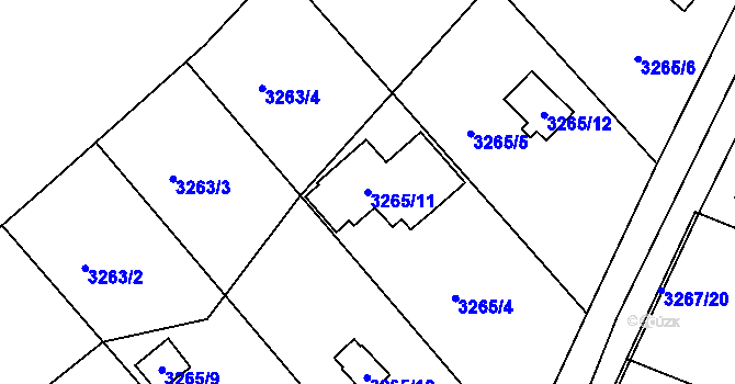 Parcela st. 3265/11 v KÚ Jaroměř, Katastrální mapa