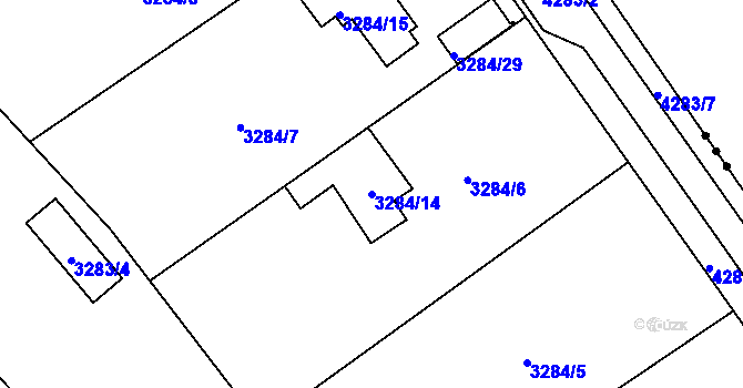 Parcela st. 3284/14 v KÚ Jaroměř, Katastrální mapa