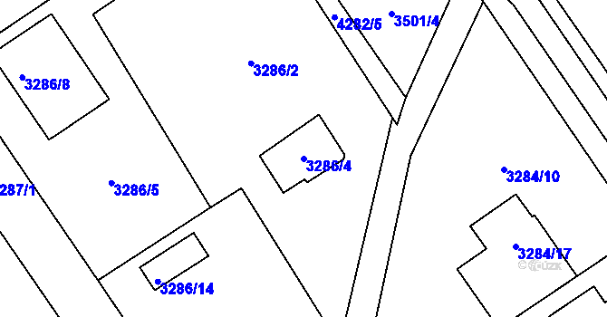 Parcela st. 3286/4 v KÚ Jaroměř, Katastrální mapa