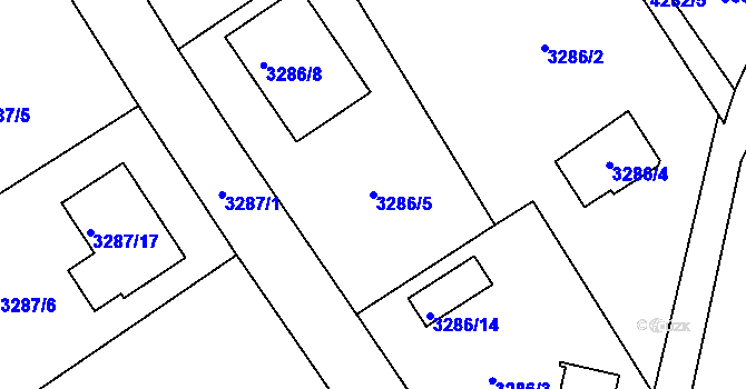 Parcela st. 3286/5 v KÚ Jaroměř, Katastrální mapa