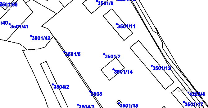 Parcela st. 3501/2 v KÚ Jaroměř, Katastrální mapa