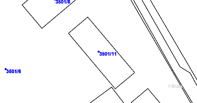 Parcela st. 3501/11 v KÚ Jaroměř, Katastrální mapa