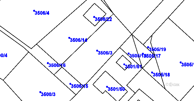 Parcela st. 3506/3 v KÚ Jaroměř, Katastrální mapa