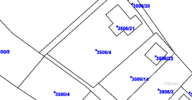 Parcela st. 3506/4 v KÚ Jaroměř, Katastrální mapa