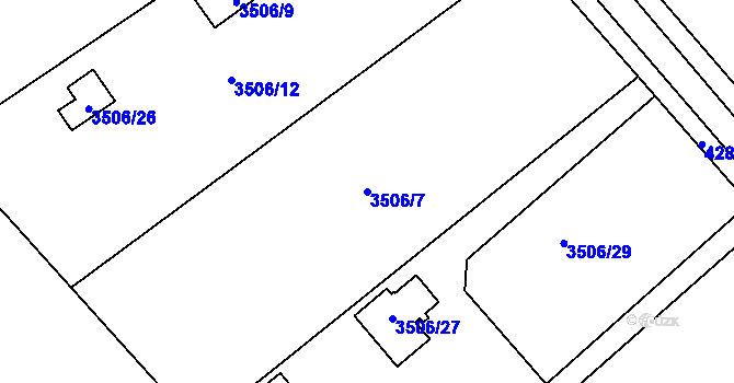 Parcela st. 3506/7 v KÚ Jaroměř, Katastrální mapa