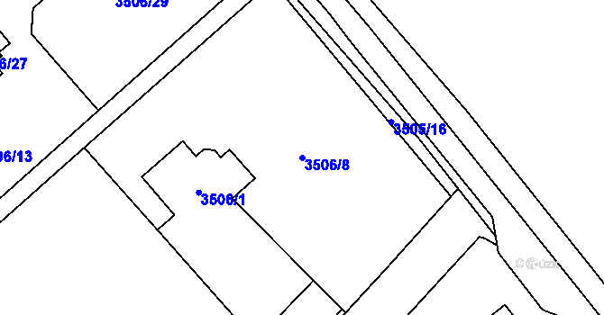 Parcela st. 3506/8 v KÚ Jaroměř, Katastrální mapa