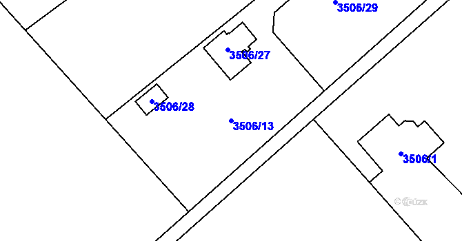Parcela st. 3506/13 v KÚ Jaroměř, Katastrální mapa
