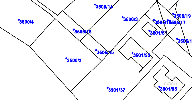Parcela st. 3506/15 v KÚ Jaroměř, Katastrální mapa