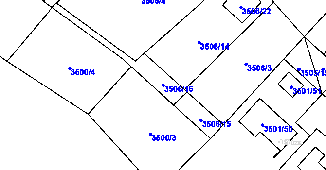 Parcela st. 3506/16 v KÚ Jaroměř, Katastrální mapa