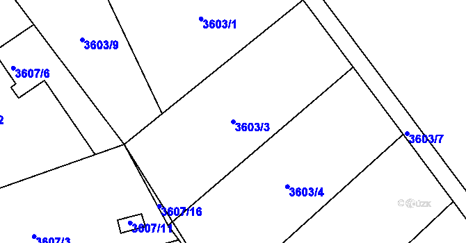 Parcela st. 3603/3 v KÚ Jaroměř, Katastrální mapa