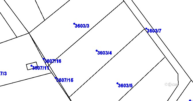 Parcela st. 3603/4 v KÚ Jaroměř, Katastrální mapa