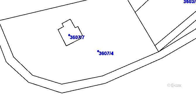 Parcela st. 3607/4 v KÚ Jaroměř, Katastrální mapa