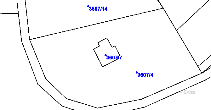 Parcela st. 3607/7 v KÚ Jaroměř, Katastrální mapa