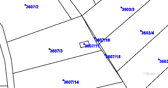 Parcela st. 3607/11 v KÚ Jaroměř, Katastrální mapa