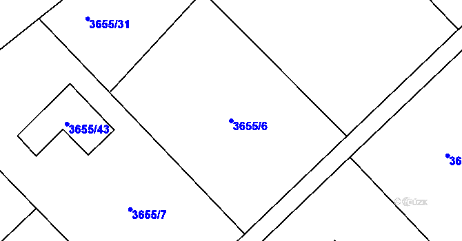 Parcela st. 3655/6 v KÚ Jaroměř, Katastrální mapa