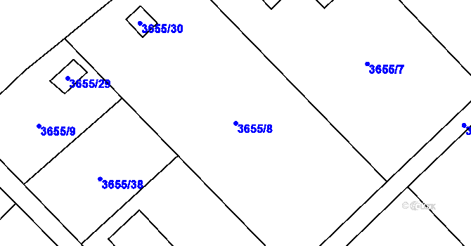 Parcela st. 3655/8 v KÚ Jaroměř, Katastrální mapa