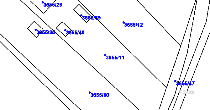 Parcela st. 3655/11 v KÚ Jaroměř, Katastrální mapa