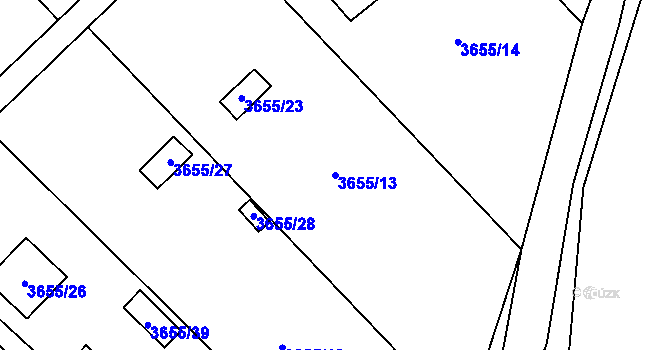Parcela st. 3655/13 v KÚ Jaroměř, Katastrální mapa