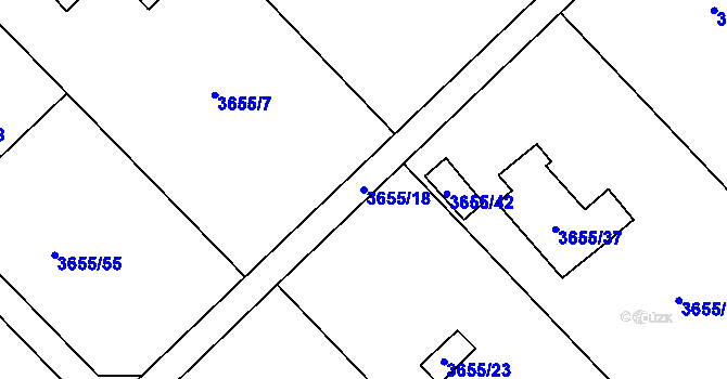 Parcela st. 3655/18 v KÚ Jaroměř, Katastrální mapa