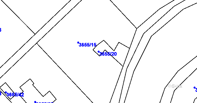 Parcela st. 3655/20 v KÚ Jaroměř, Katastrální mapa