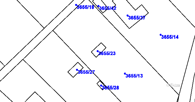 Parcela st. 3655/23 v KÚ Jaroměř, Katastrální mapa
