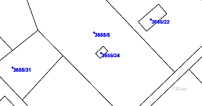 Parcela st. 3655/24 v KÚ Jaroměř, Katastrální mapa