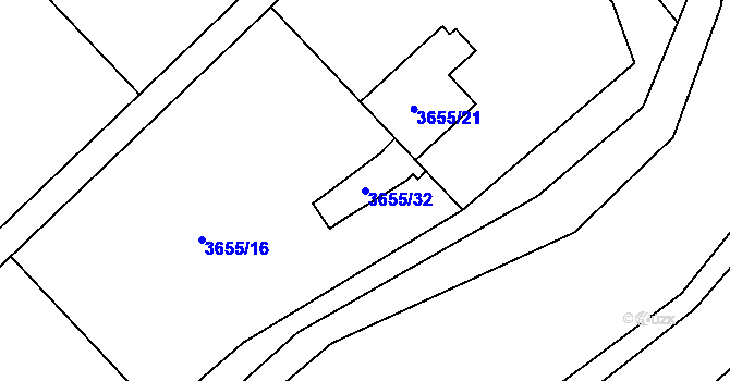 Parcela st. 3655/32 v KÚ Jaroměř, Katastrální mapa