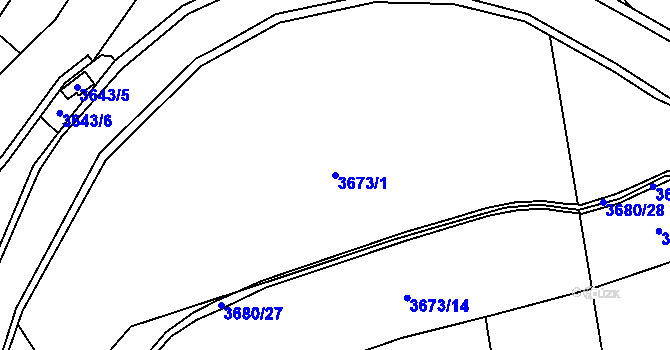 Parcela st. 3673/1 v KÚ Jaroměř, Katastrální mapa