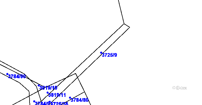 Parcela st. 3725/9 v KÚ Jaroměř, Katastrální mapa