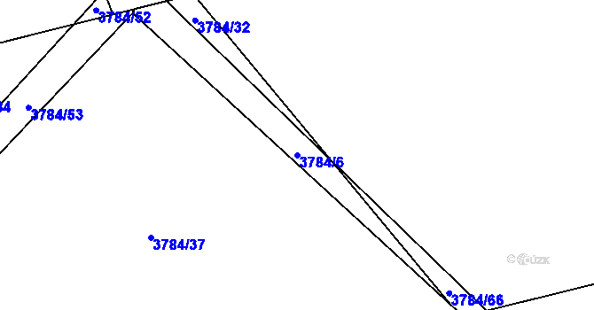 Parcela st. 3784/6 v KÚ Jaroměř, Katastrální mapa