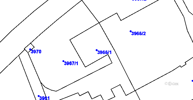 Parcela st. 3966/1 v KÚ Jaroměř, Katastrální mapa