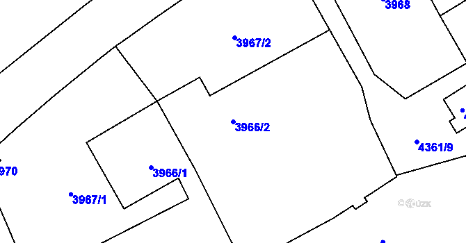 Parcela st. 3966/2 v KÚ Jaroměř, Katastrální mapa