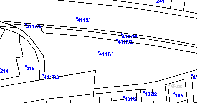 Parcela st. 4117/1 v KÚ Jaroměř, Katastrální mapa