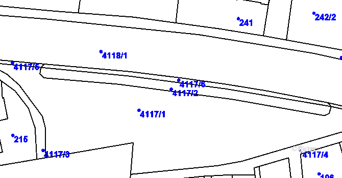 Parcela st. 4117/2 v KÚ Jaroměř, Katastrální mapa